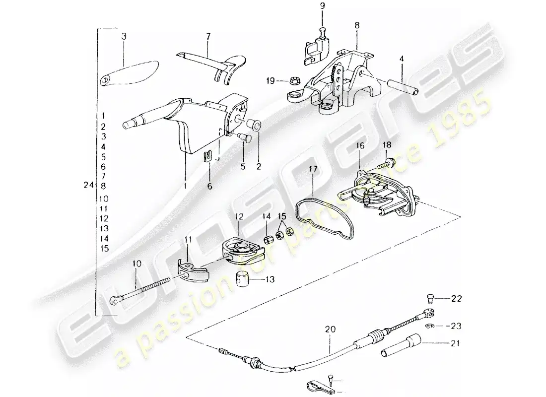 porsche 2000 (986 boxster) freno de mano - palanca de freno de mano diagrama de piezas