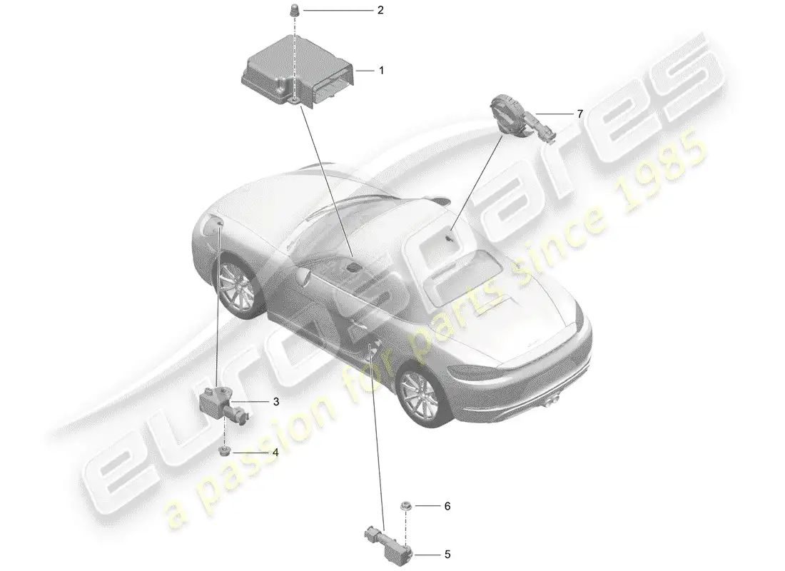 porsche 2020 (718 boxster) módulo de control electrónico diagrama de piezas