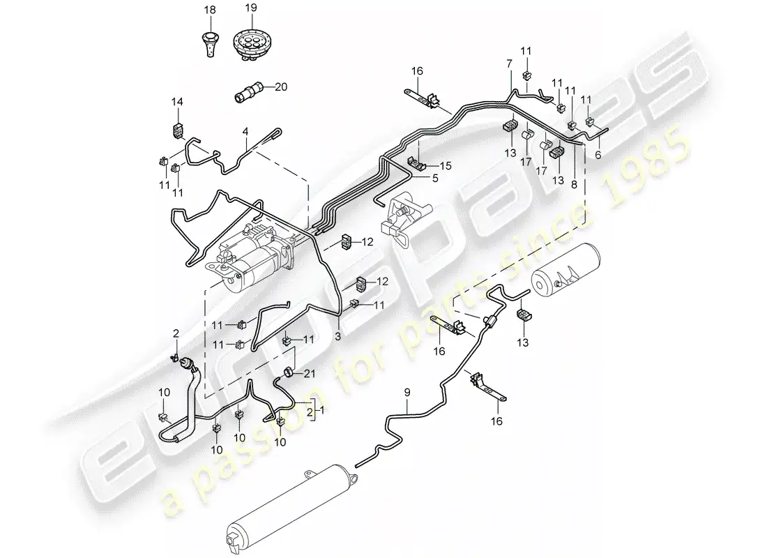 porsche 2007 (cayenne e1 9pa) sistema autonivelante diagrama de piezas