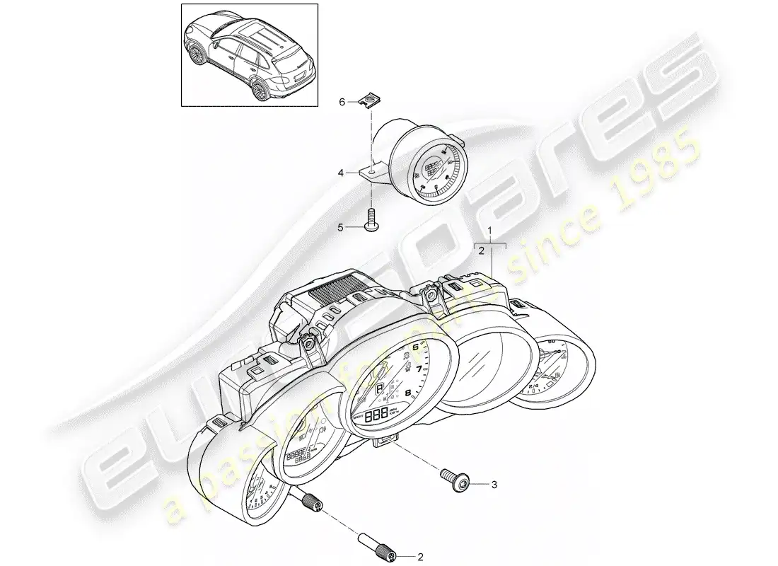 porsche 2016 (cayenne e2 92a) combinación de instrumentos diagrama de piezas