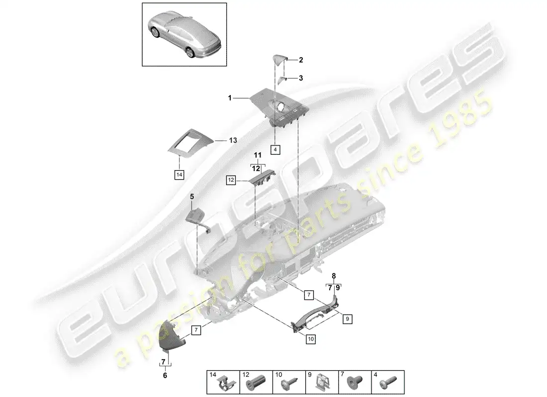 porsche 2019 (panamera 971-1) accesorios diagrama de piezas