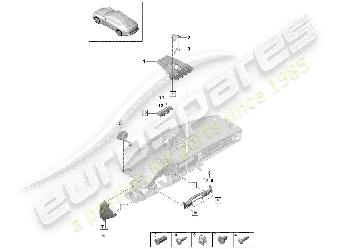 porsche 2020 (panamera 971-1) accesorios diagrama de piezas