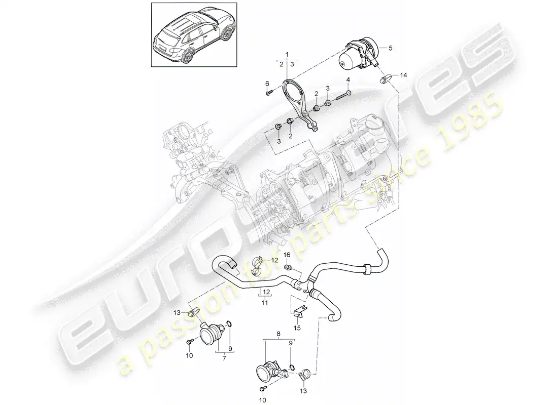porsche 2017 (cayenne e2 92a) bomba de aire secundario diagrama de piezas