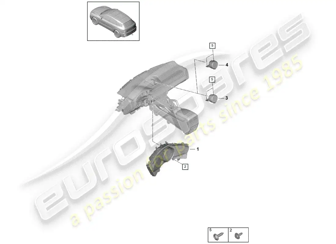 porsche 2020 (cayenne e3 9ya/9yb) combinación de instrumentos diagrama de piezas