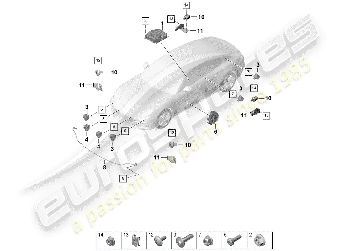 porsche 2017 (panamera 971-1) módulo de control electrónico diagrama de piezas