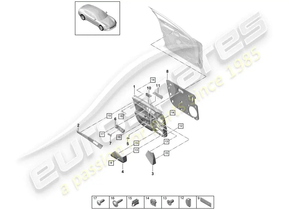 porsche 2019 (panamera 971-1) panel de la puerta diagrama de piezas