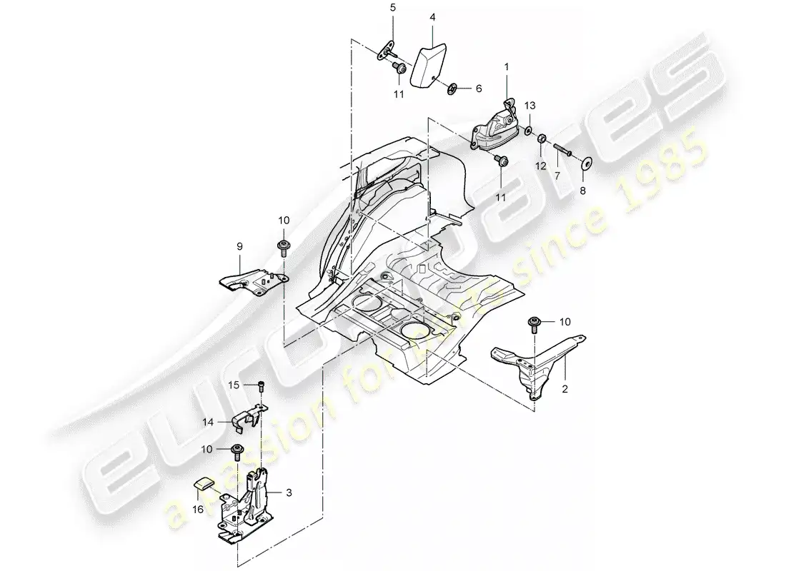 porsche 2008 (cayenne e1 9pa) soporte del asiento diagrama de piezas