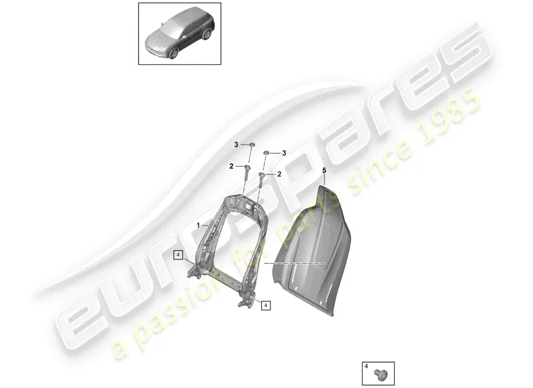 porsche 2019 (cayenne e3 9ya/9yb) marco - respaldo diagrama de piezas