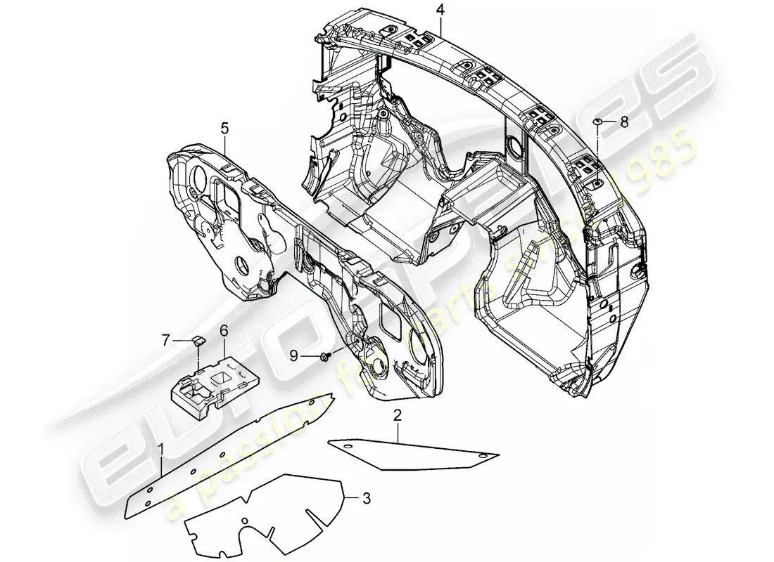 porsche 2008 (cayenne e1 9pa) absorbente de sonido diagrama de piezas
