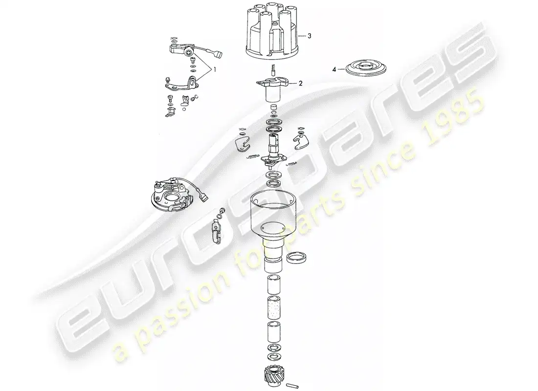 porsche 1973 (911) distribuidor - - bosch - diagrama de piezas
