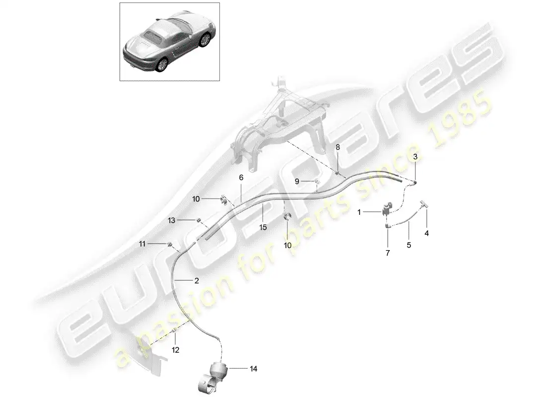 porsche 2018 (718 boxster) sistema de escape diagrama de piezas