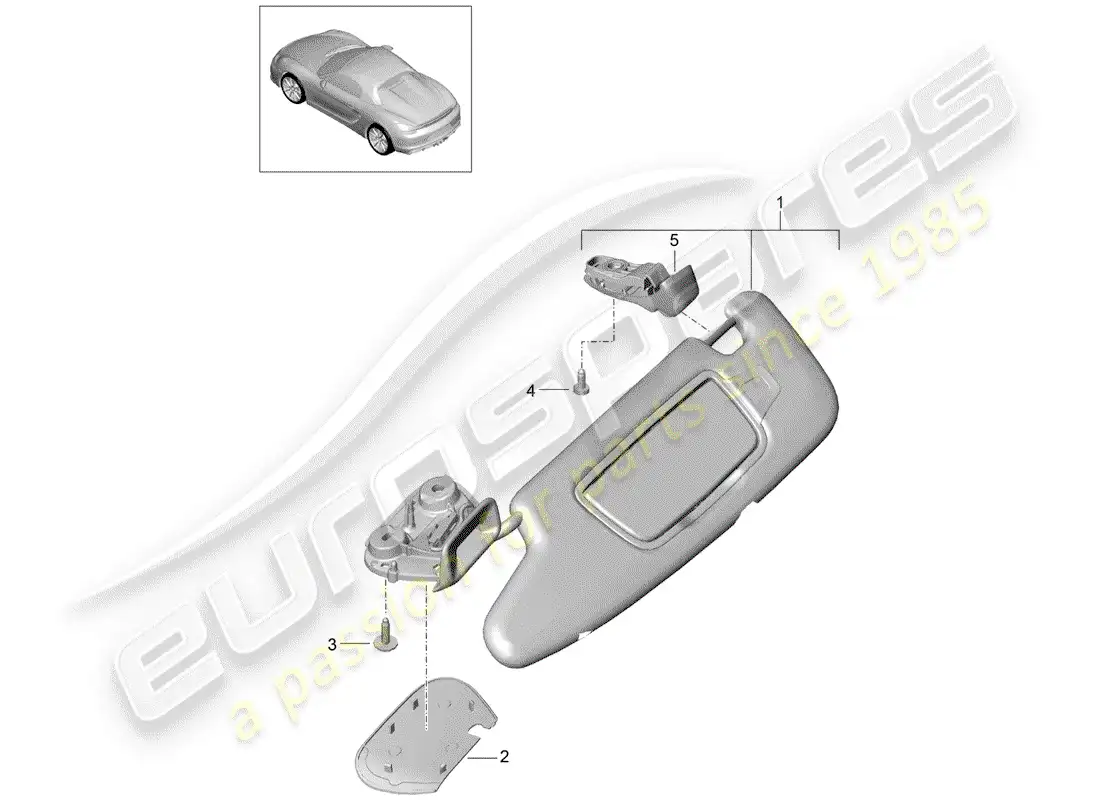porsche 2016 (981 boxster spyder) sun vizors diagrama de piezas