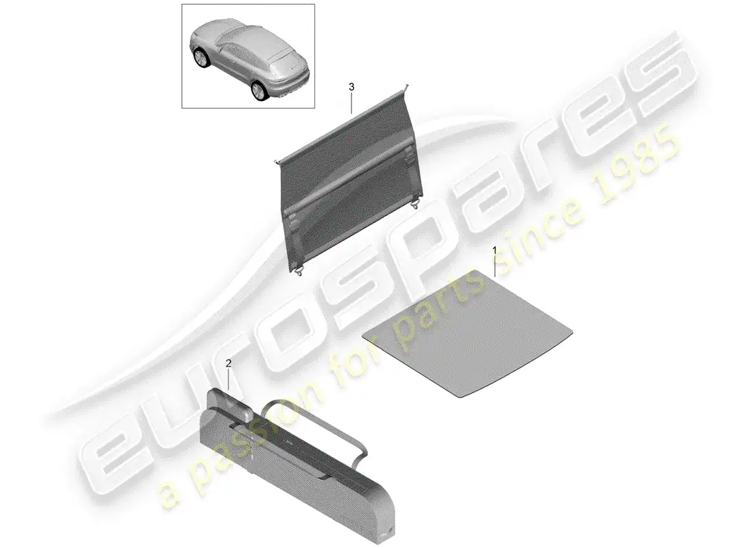 porsche 2020 (macan) estera del maletero diagrama de piezas