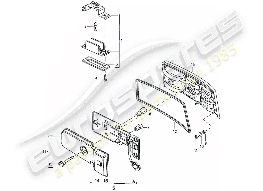 porsche 1983 (924) luz de matrícula - luz trasera diagrama de piezas
