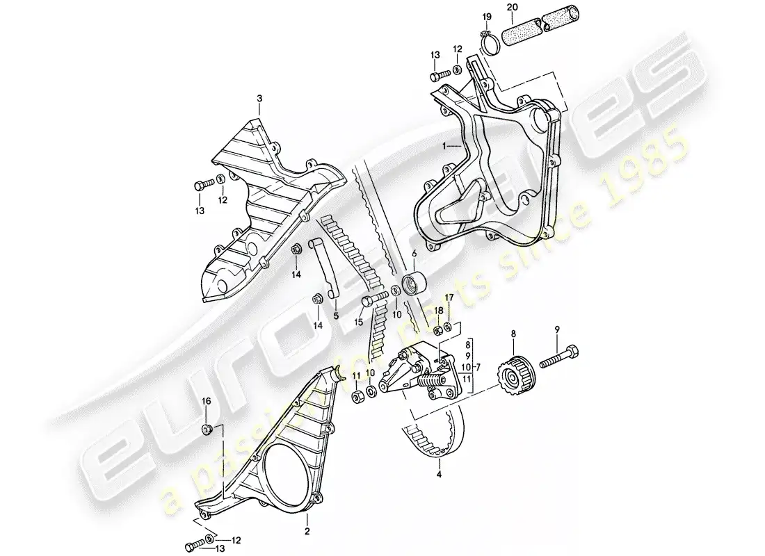 porsche 1987 (924s) árbol de levas - mecanismo de impulsión - d - mj 1987>> diagrama de piezas