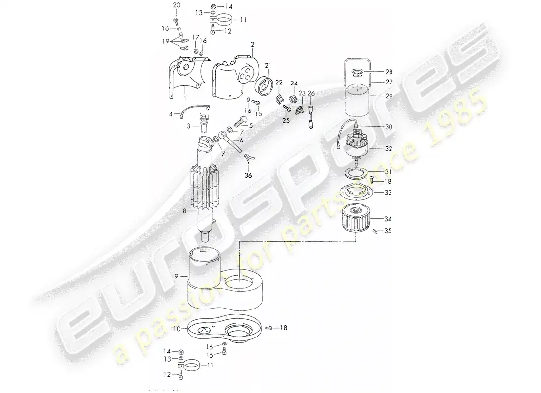 porsche 1970 (911) piezas individuales - para - calentador - - webasto - diagrama de piezas