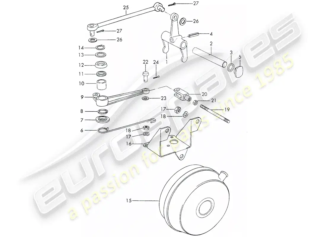 porsche 1970 (911) liberación del embrague - sportomatic diagrama de piezas