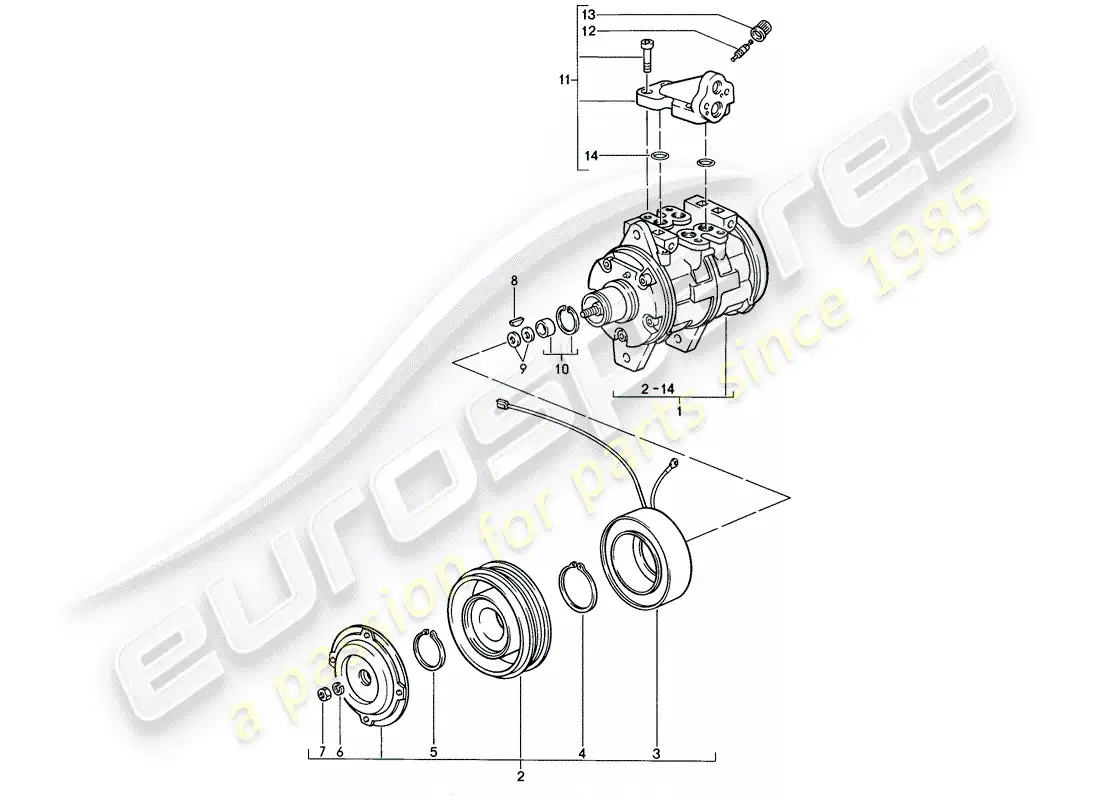 porsche 1988 (924s) compresor diagrama de piezas