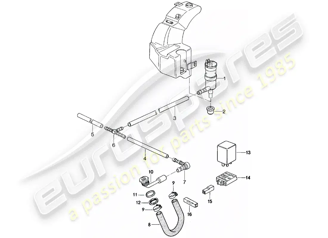 porsche 1982 (924) sistema arandela diagrama de piezas