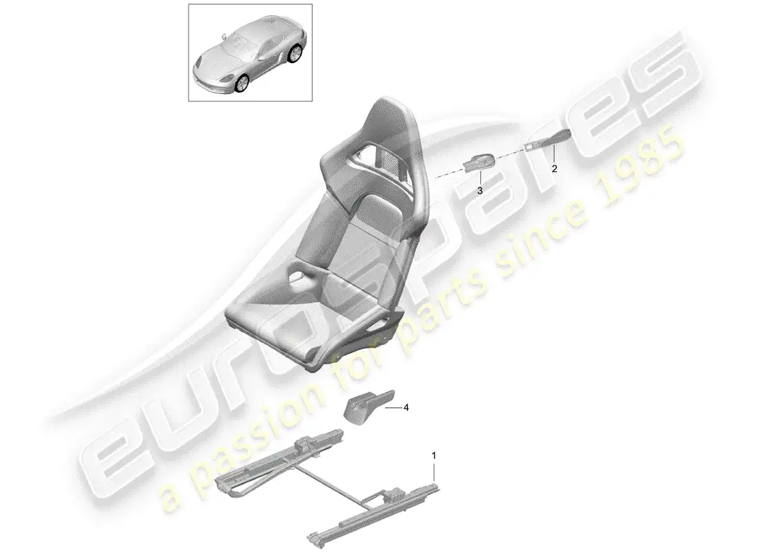 porsche 2019 (718 cayman) asiento diagrama de piezas