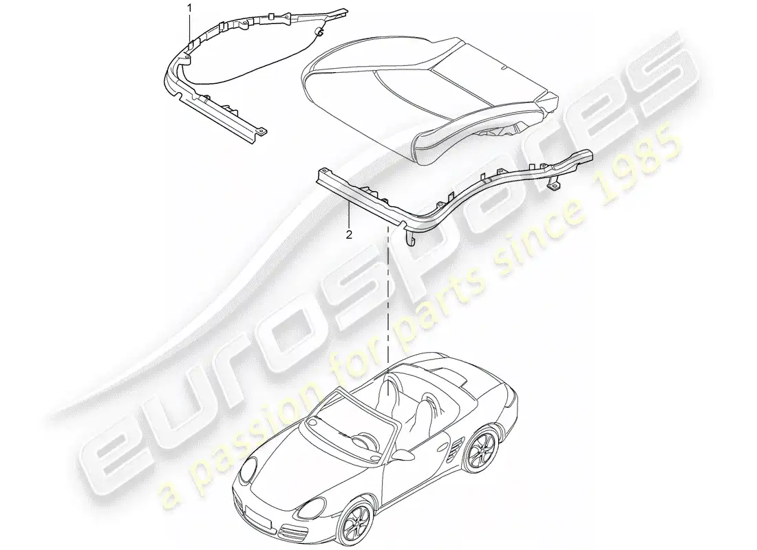 porsche 2012 (987 boxster) portador de cojín diagrama de piezas