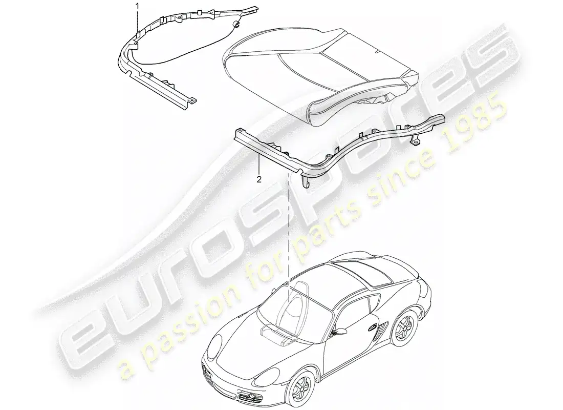 porsche 2007 (987 cayman) portador de cojín diagrama de piezas