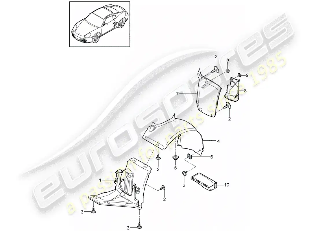 porsche 2009 (987 cayman) adornos diagrama de piezas