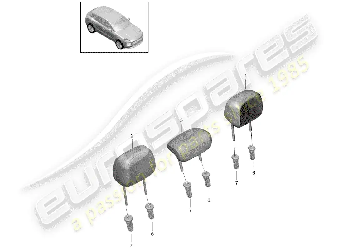 porsche 2019 (macan) reposacabezas diagrama de piezas