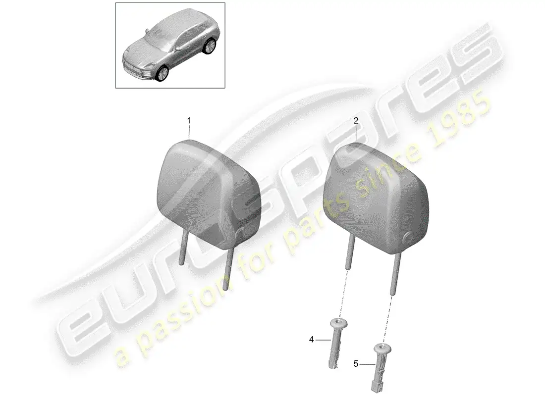 porsche 2020 (macan) reposacabezas diagrama de piezas