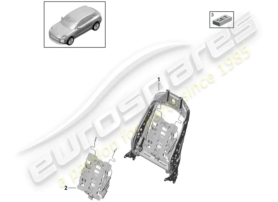 porsche 2020 (macan) marco - respaldo diagrama de piezas