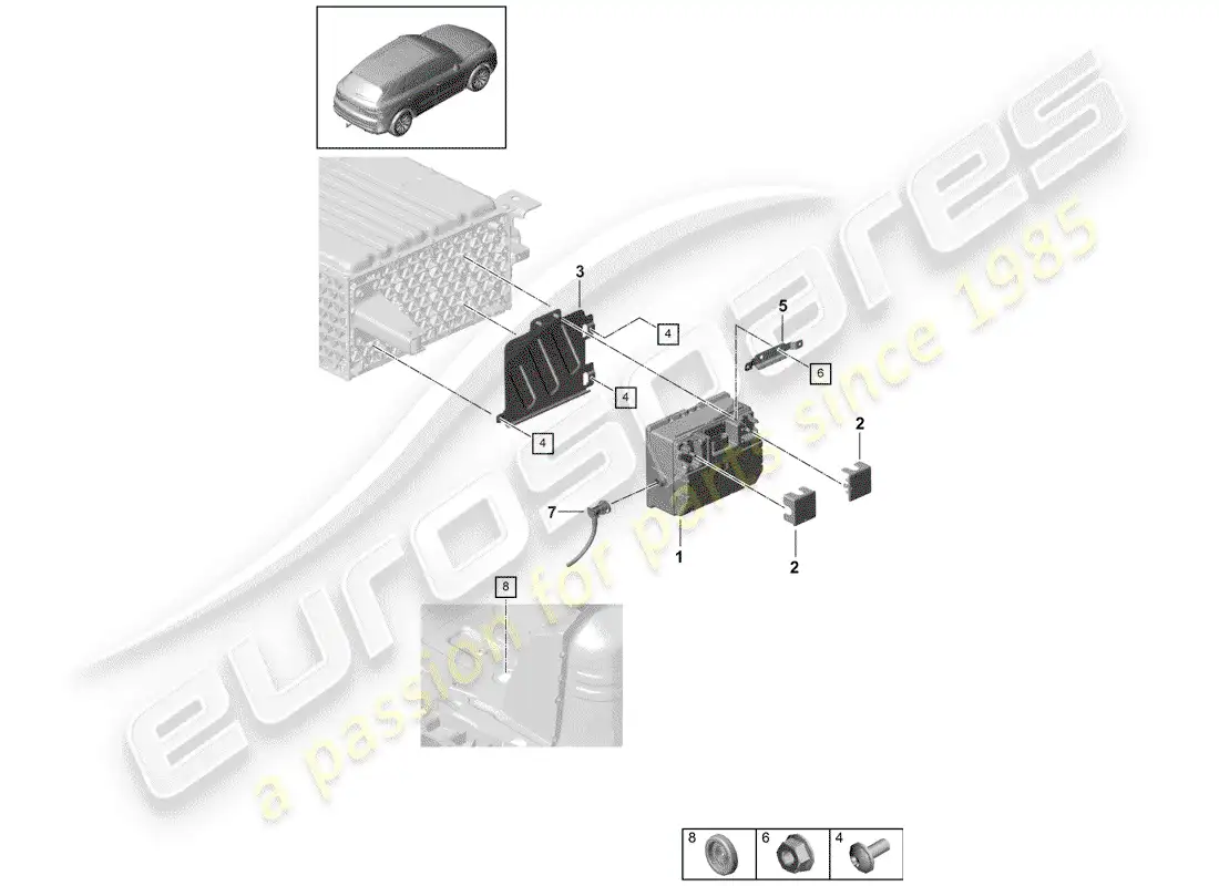 porsche 2018 (cayenne e3 9ya/9yb) batería diagrama de piezas