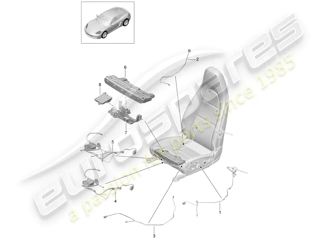 porsche 2018 (718 cayman) cableando arneses diagrama de piezas
