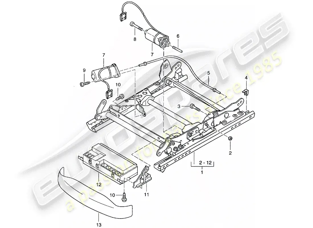 porsche 2001 (986 boxster) estructura del asiento - asiento confort diagrama de piezas
