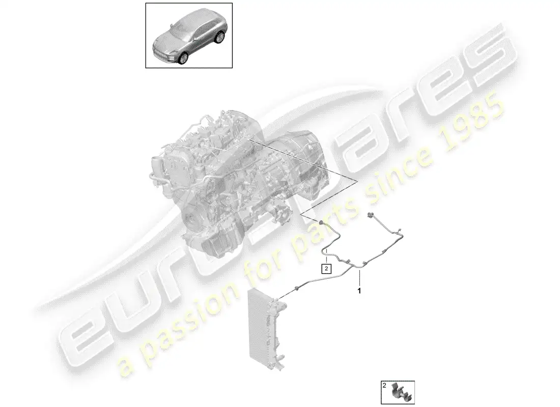 porsche 2019 (macan) water cooling diagrama de piezas
