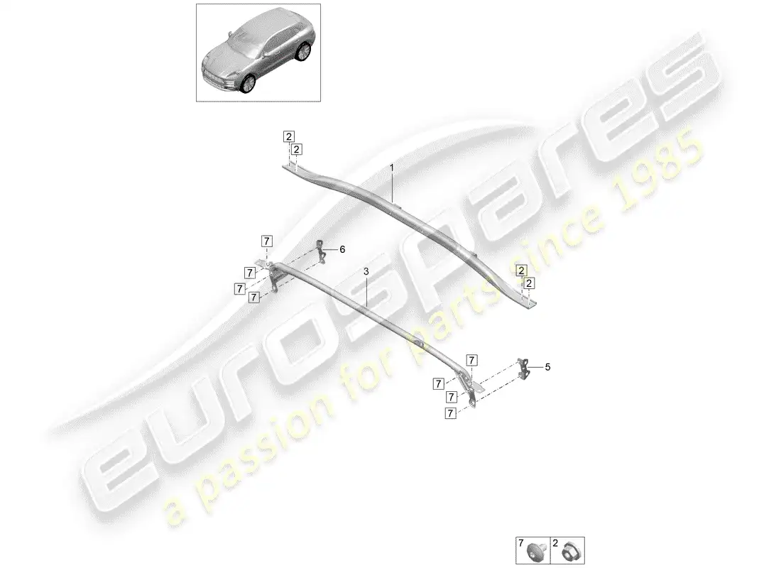 porsche 2020 (macan) puntal de domo diagrama de piezas