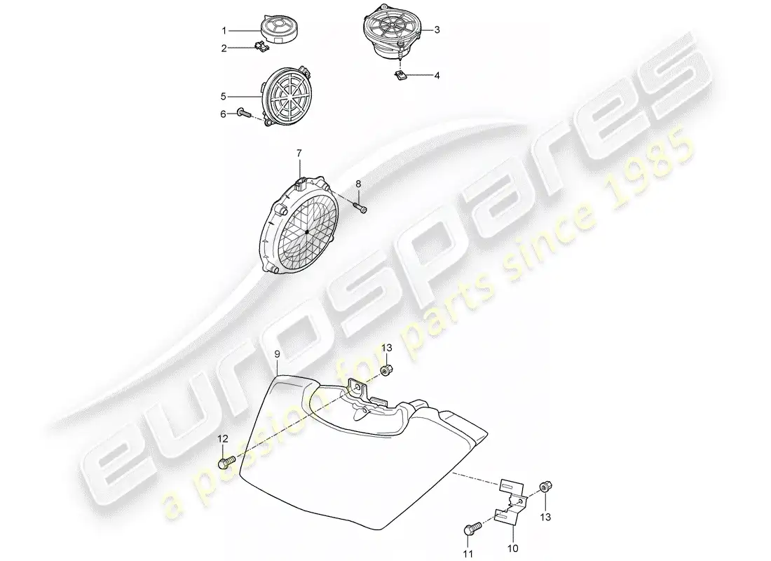 porsche 2008 (987 cayman) altoparlante diagrama de piezas