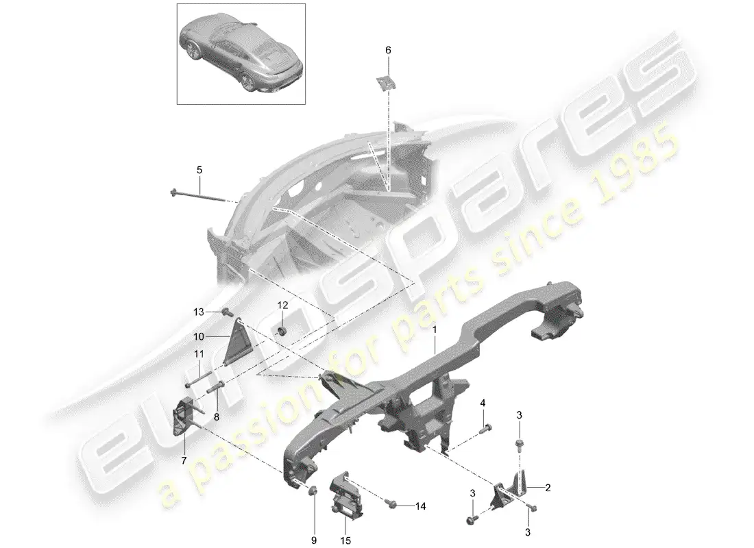 porsche 2016 (991-1 turbo) marco de retención diagrama de piezas