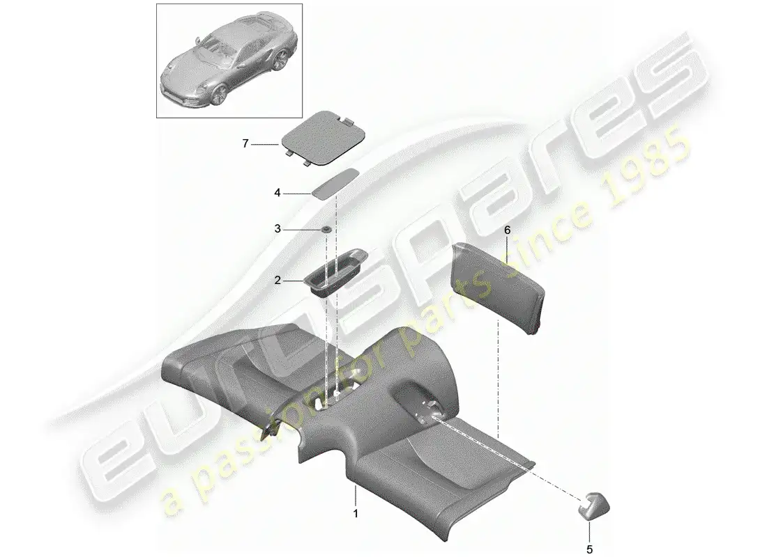 porsche 2015 (991-1 turbo) cubrir diagrama de piezas