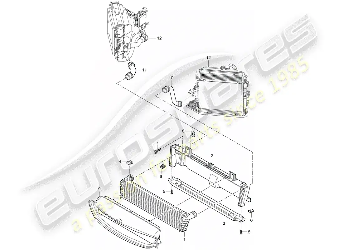 porsche 2008 (987 cayman) radiador diagrama de piezas