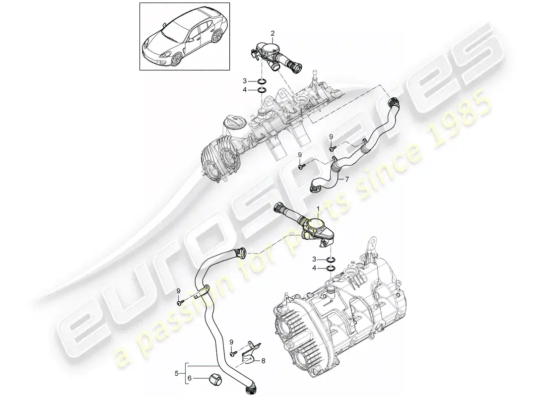 porsche 2010 (panamera 970) crankcase diagrama de piezas
