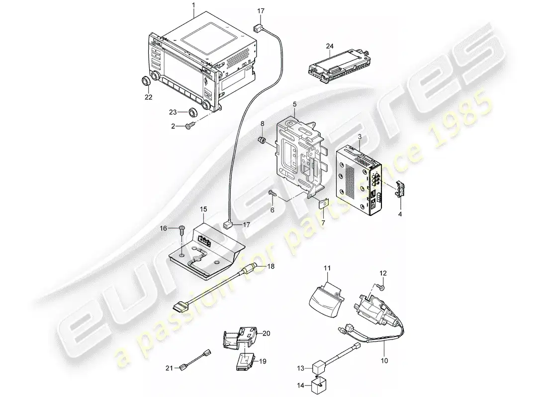 porsche 2008 (cayenne e1 9pa) unidad de radio diagrama de piezas