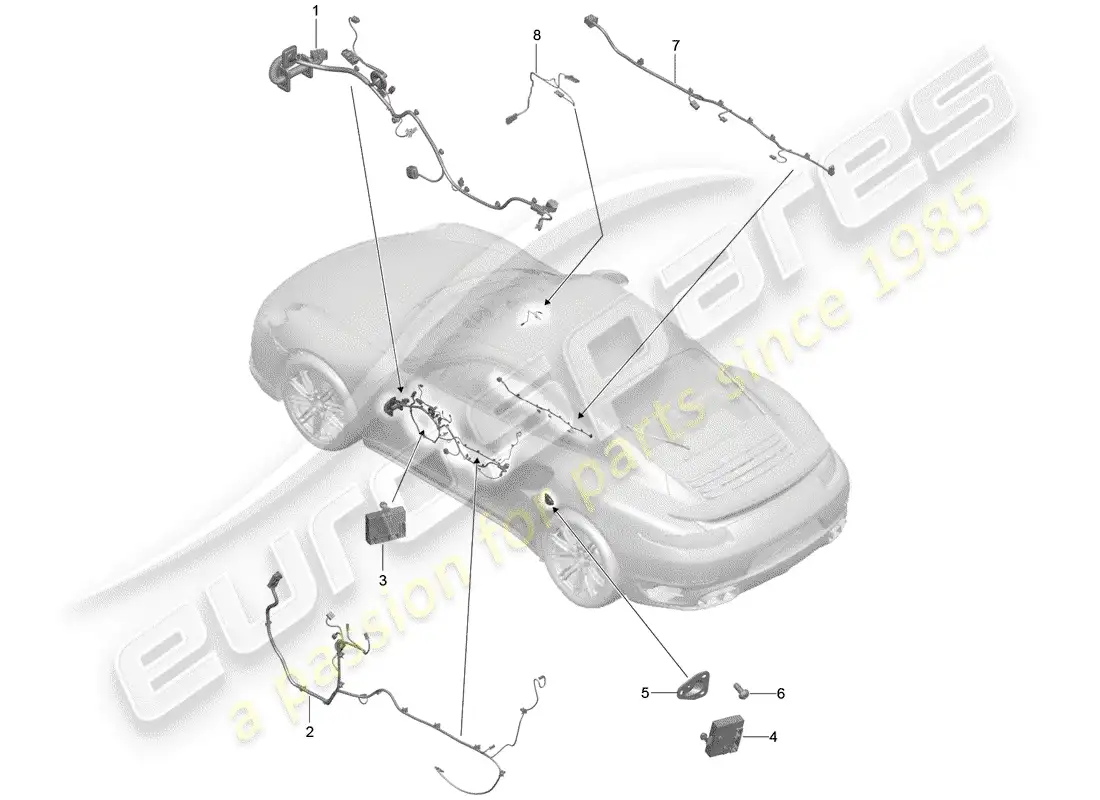porsche 2017 (991-2 turbo) cableando arneses diagrama de piezas