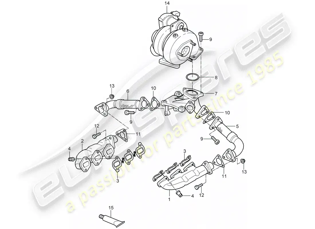 porsche 2007 (cayenne e1 9pa) sistema de escape diagrama de piezas