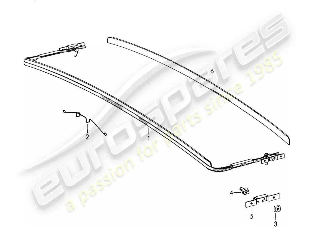 porsche 1965 (356b/356c) deflector de viento - techo solar - eléctrico diagrama de piezas