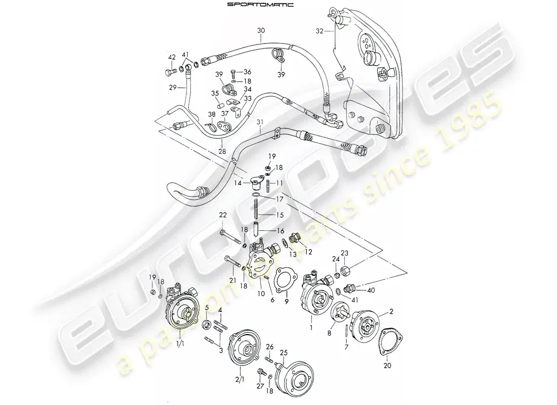 porsche 1970 (911) suministro de aceite - para - convertidor de par - sportomatic - d >> - mj 1971 diagrama de piezas
