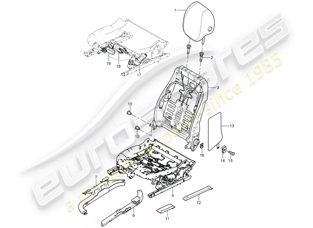 porsche 2003 (cayenne e1 9pa) marco - respaldo diagrama de piezas