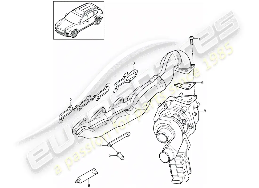 porsche 2018 (cayenne e2 92a) sistema de escape diagrama de piezas