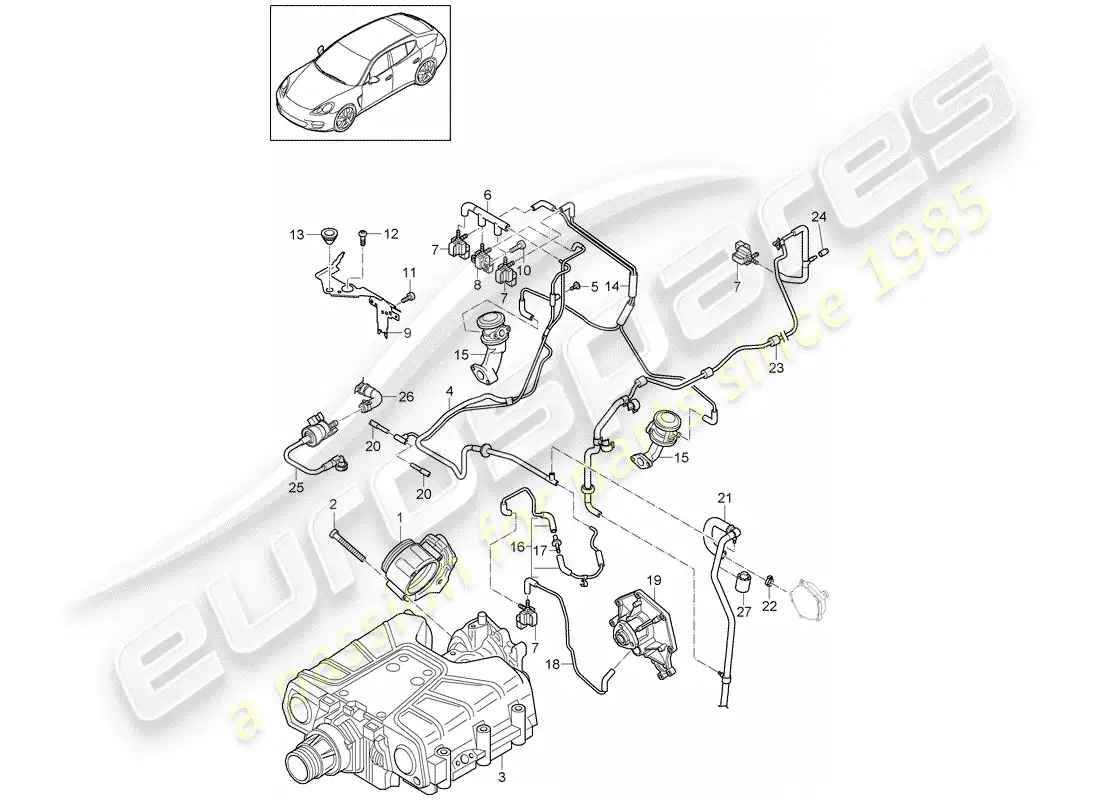 porsche 2010 (panamera 970) cuerpo del acelerador diagrama de piezas