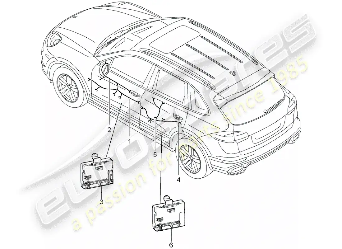 porsche 2013 (cayenne e2 92a) arneses de cableado diagrama de piezas