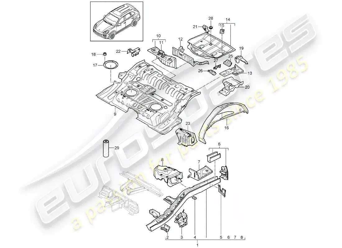 porsche 2013 (cayenne e2 92a) diagrama de piezas del extremo trasero